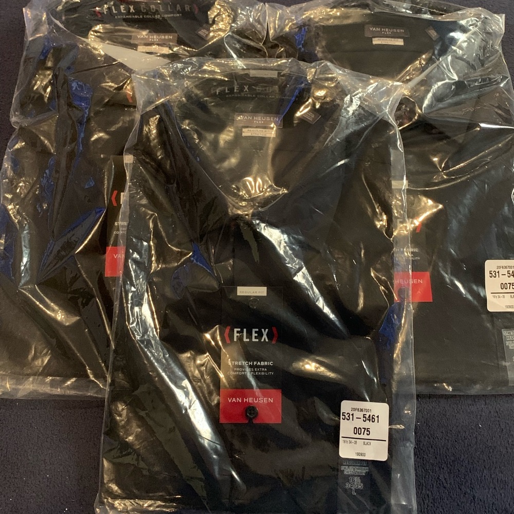 Van Heusen flex stretch collar Black dress shirts